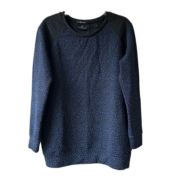 Maison Scotch Punk Radar Cheetah Print Oversized Sweater Blue Black Size 1 or S - Picture 1 of 16